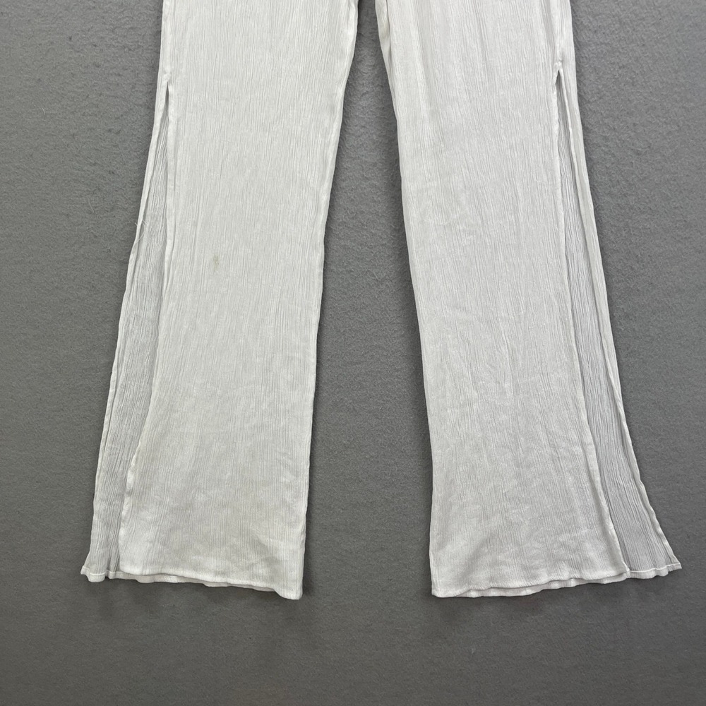 Kona Sol Wide Leg Pants Womens Large White Smocked Side Slit Gauze Beach Coverup - Picture 3 of 14